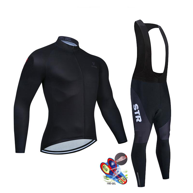 Cycling Gear Jersey - Autumn Black Cycling Jersey Set Long