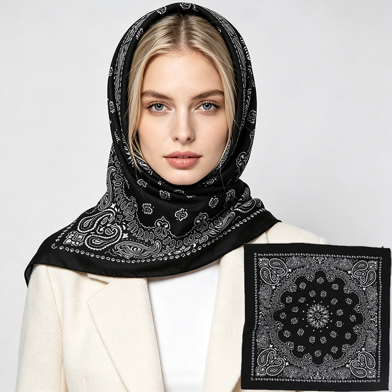 Cycle Zone - Cotton Black Big Size 70*70cm Square